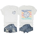 Mise à plat du t-shirt imprimé volley-ball recto-verso avec short en jean - S / Blanc (Impression noire)