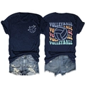 Vue détaillée avant et arrière du t-shirt de volleyball bleu marine avec imprimé - S / Bleu marine (Impression blanche)