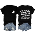 Detail view of cotton t-shirt with funny quote and distressed denim shorts summer set - S / Black (White Print)