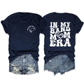 Vues avant et arrière de l'ensemble t-shirt bleu marine Band Mom Era et short en jean - Bleu Marine (Imprimé Blanc)