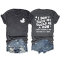 Casual grey round neck T-shirt with white duck print and denim shorts set for summer - S / Heather Grey (White Print)