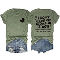 Women's summer set with green printed t-shirt and distressed blue denim shorts - S / Olive Green (Black Print)