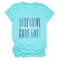 Short sleeve blue crew neck T-shirt with Intensive Care Unit Nurse printed graphic - Deep Water Blue