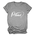 Detail van grijs pickleball t-shirt met witte grafische print en opgerolde mouwen - S / Donkergrijs (Wit Lettertype)