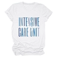 Close-up of Intensive Care Unit Nurse graphic print on white crew neck cotton t-shirt - White