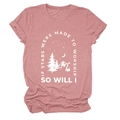 Close-up of the mountain landscape and motivational quote on the pink cotton t-shirt - S / Rose Gold (White Letters)