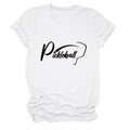 Dettaglio della maglietta da Pickleball in cotone bianco con stampa e maniche arrotolate - Bianco (Carattere Nero)