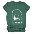 Detail of forest green T-shirt featuring stars and mountain print with inspirational text - S / Vintage Green (White Letters)