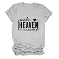 Detailed close-up of grey t-shirt fabric with black make HEAVEN crowded letter print - Light Grey (Black Font)