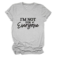 Detail of grey crewneck t-shirt featuring I'M NOT FOR EVERYONE text and heart print - Light Gray (Black Font)