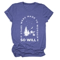 Detail of purple cotton T-shirt featuring white mountain and star night sky print - S / Vintage Blue (White Letters)