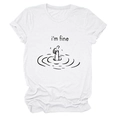 Detail of white cotton T-shirt featuring 'I'm fine' graphic and thumb up underwater print - White (Black Letters)