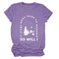 Detailed flat lay of purple heather t-shirt with mountain and forest graphic print - S / Purple (White Letters)