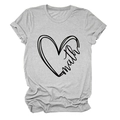Detailed view of the soft cotton fabric and printed heart math design on a grey t-shirt - Light Gray