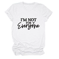 Detail of white cotton crewneck t-shirt with I'm Not For Everyone slogan and rolled sleeves - White (Black Font)