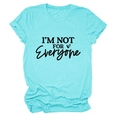 Detail of light blue round neck T-shirt featuring I'M NOT FOR EVERYONE text and rolled sleeves - Deep Water Blue (Black Font)