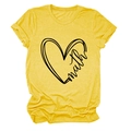Close-up of heart pattern with math text on yellow cotton short sleeve T-shirt - Yellow