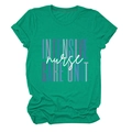 Detail of green Intensive Care Unit Nurse T-shirt showing fabric texture and typography - Dark Green