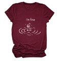 Detail of the humor graphic print on a burgundy crew neck cotton blend t-shirt - Wine Red (White Letters)