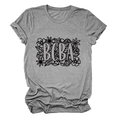 Detail of floral and BCBA letter print on grey cotton short-sleeved T-shirt - Dark Grey (Black Text)
