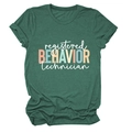 T-shirt RBT vert foncé chiné à col rond avec impression de texte coloré à plat - S / Vert Vintage (Lettres Blanches)