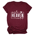Detailed flat lay of maroon t-shirt with white 'make HEAVEN crowded' slogan print - Wine Red (White Font)
