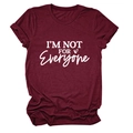 Detail of wine red t-shirt fabric featuring I'M NOT FOR EVERYONE text and heart graphic - Wine Red (White Font)