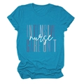 Teal heathered T-shirt detail showing Intensive Care Unit Nurse printed text design - Lake Blue