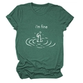 Deep green cotton T-shirt with I'm fine drowning hand graphic print in white - Vintage Green (White Letters)