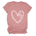 Detail of pink cotton T-shirt featuring a large white hand-drawn heart and math graphic print - Rose Gold (White Font)