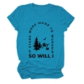Detailed view of heather teal t-shirt featuring a mountain and starry sky graphic print - S / Lake Blue (Black Letters)