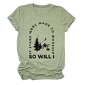 Sage green short sleeve T-shirt with mountain and star print If Stars Were Made To Worship - S / Olive Green (Black Letters)