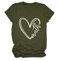 Detail of army green cotton T-shirt featuring a heart-shaped math print and crew neck - Army Green