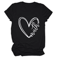 Black cotton short-sleeve T-shirt featuring a minimalist white heart math graphic print - Black