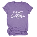 Detail of purple cotton blend T-shirt with I'M NOT FOR EVERYONE print and crew neck - Purple (White Font)
