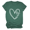 Detail of forest green cotton T-shirt featuring a white heart math graphic print - Vintage Green