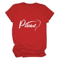 T-shirt Pickleball rosso vivace stesa in piano con stampa grafica bianca in cotone - Rosso (Carattere Bianco)