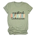 Détail du col du T-shirt vert sauge et imprimé coloré Registered Behavior Technician - S / Vert Olive (Lettres Noires)