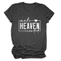Detail of white 'make HEAVEN crowded' typography on a heather grey cotton t-shirt - Heather Gray (White Font)