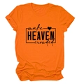 Detail of orange cotton T-shirt featuring black Make Heaven Crowded graphic print - Orange (Black Font)