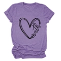 Detail of purple cotton blend T-shirt featuring a heart-shaped math print and crew neck - Purple (Black Text)