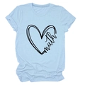 Detail of light blue cotton T-shirt featuring a heart and math script graphic design - Light Blue