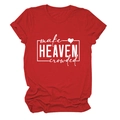 Detail of white 'make HEAVEN crowded' typography print on a red cotton t-shirt - Red (White Font)