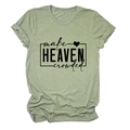 Short sleeve sage green t-shirt with 'make HEAVEN crowded' slogan and heart print - Olive Green (Black Font)