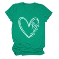Detail of emerald green cotton T-shirt featuring a heart shape and math text print - Dark Green