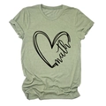 Close-up of sage green t-shirt with math heart graphic and folded sleeve detail - Olive Green