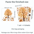 Stickers muraux forêt d'automne avec cerf et lapin, lot de 4, taille 130x156cm - Ensemble de Forêt d'Automne (30*90cm*4 Feuilles)