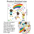 Stickers muraux arc-en-ciel et empreintes colorés pour chambre enfant avec texte - MS553-YW (30x60cm * 2 Feuilles)