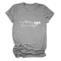 Graues Baumwoll-T-Shirt mit every little thing is gonna be alright Aufdruck und Vögeln - S / Dunkelgrau (Weißen Text)