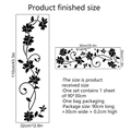 Stickers muraux fleurs noires et vignes avec dimensions et disposition pour déco - Style de Fleur et Vigne Noir (MS220-YW)